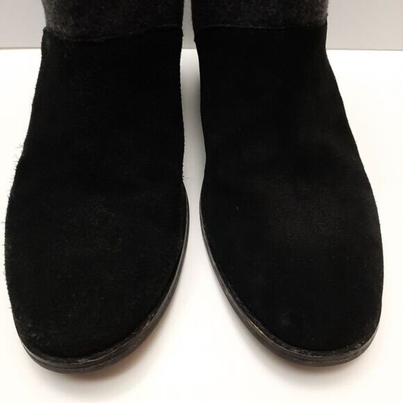 TOMS Lacy Suede & Felt Ankle Boots Chunky Block Heel Colorblock Black Grey Sz 9 - Picture 7 of 16